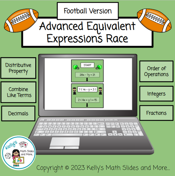 Advanced Equivalent Expressions Race - Football Version