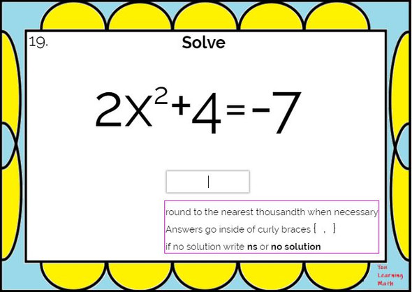 Solving Quadratic Equations using Square Roots: BOOM Cards - 20 Problems