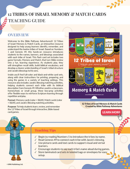 12 Tribes of Israel Memory & Match Cards