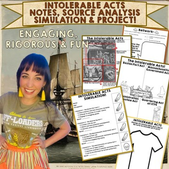 Intolerable Acts Simulation, Notes, & Image Analysis Learning Kit!