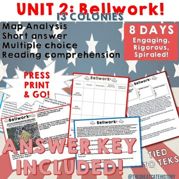 13 Colonies Bellwork Set