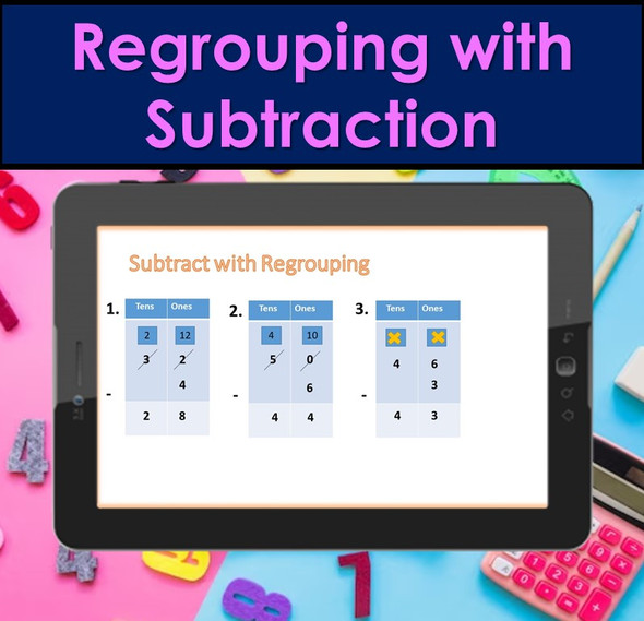 Regrouping with Subtraction | PowerPoint Lesson Slides for 2nd Grade