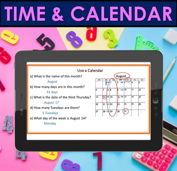 Time and Calendar | PowerPoint Lesson Slides for 2nd Grade