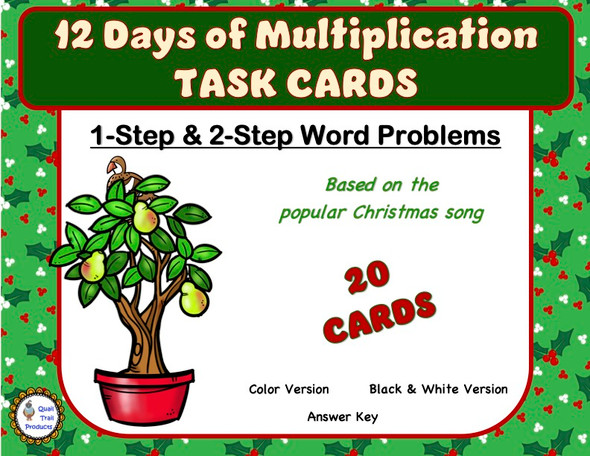 Multiplication Task Cards | Christmas Theme