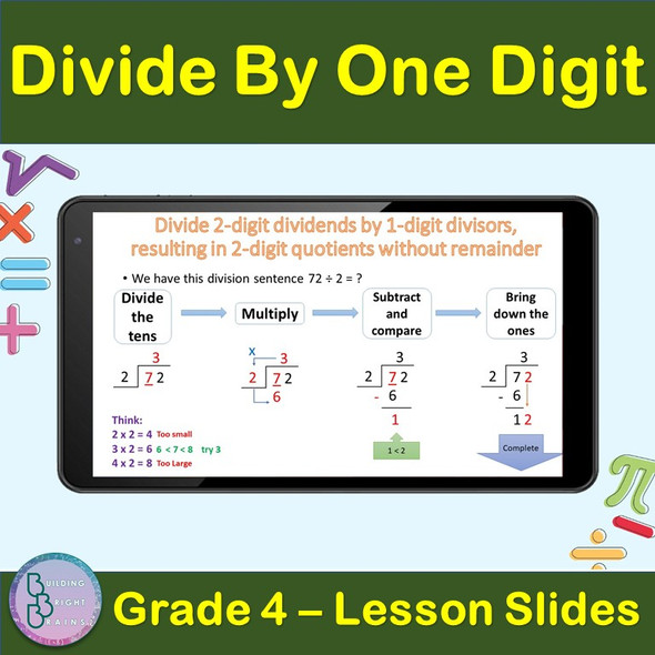 Division | Divide By One Digit | 4th Grade PowerPoint Lesson Slides