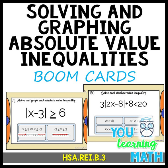 Solving and Graphing Absolute Value Inequalities: Digital BOOM Cards 