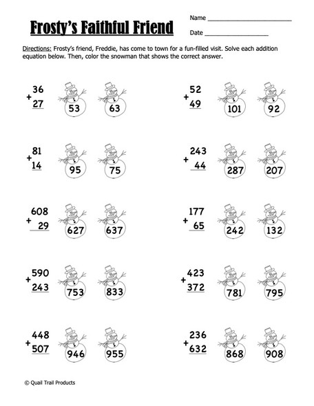 Grade 3 MATH Worksheets | Christmas Theme