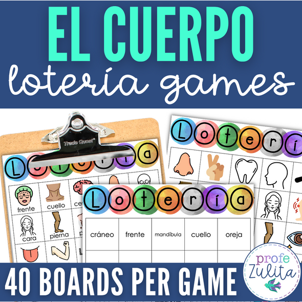Spanish Body Vocabulary Lotería Game - El Cuerpo BINGO