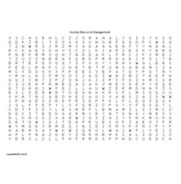 "Human Resource Management" Word Search for an Entrepreneurship Course