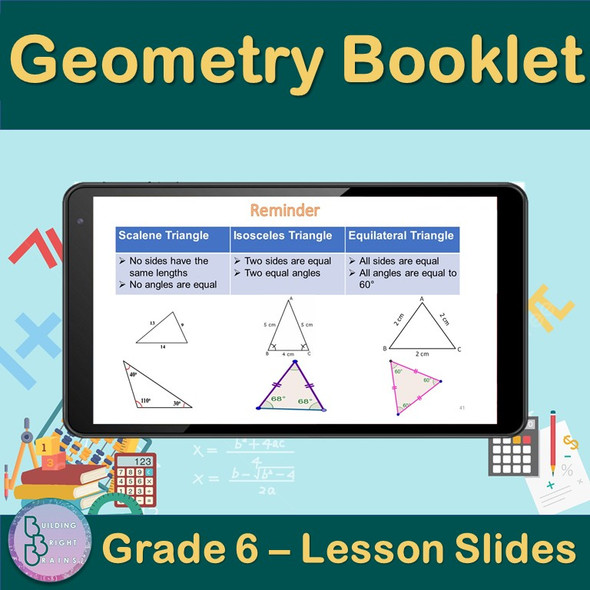 Geometry Booklet | 6th Grade PowerPoint Lesson Slides Triangles Circles Medians