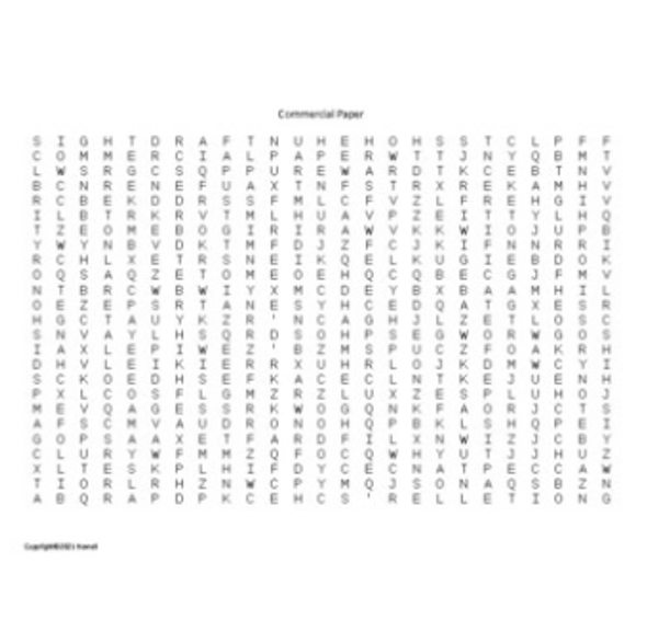 "The Commercial Papers" Word Search for a Business Law Course