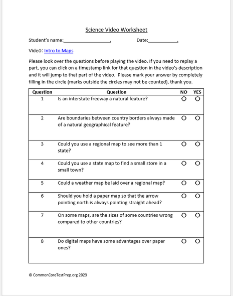 Intro to Maps. Video sheet, Google Forms & more (V2)