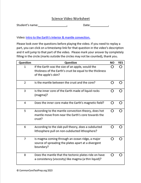 Intro to the Earth's Interior. Video sheet, Google Forms, Easel & more (V2)