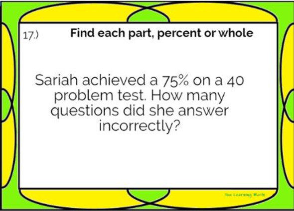 Solving Problems involving Percents - GOOGLE Slides 20 Problems