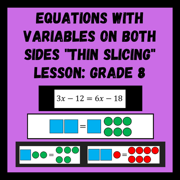 Variables on Both Sides Thin Slicing Lesson - 8th Grade Math 8.EE.7b