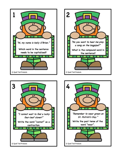 Grade 4 and Grade 5 ELA Task Cards | St. Patrick's Day