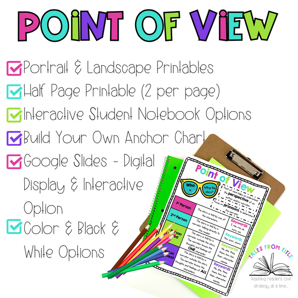 Point of View Anchor Charts & Interactive Notebook Pages