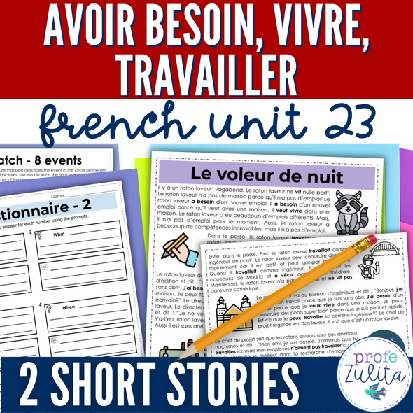 French Unit 23 - avoir besoin, vivre, travailler French Reading Comprehension