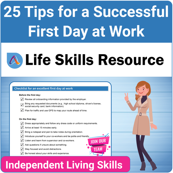 Practical Employment Skills Activity - Tips for a Successful First Day at Work