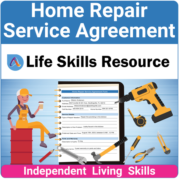 Essential Life Skills SPED Activity - A Home Repair Service Agreement