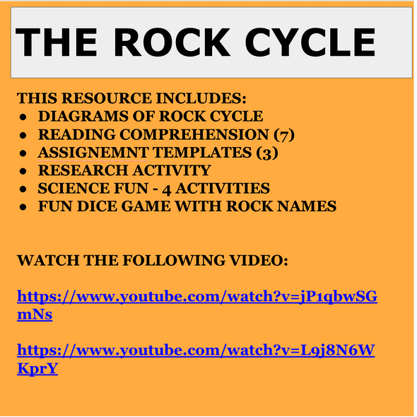 THE ROCK CYCLE UNIT: READING LESSONS, SCIENCE & FUN ACTIVITIES - 3RD/4TH GRADES