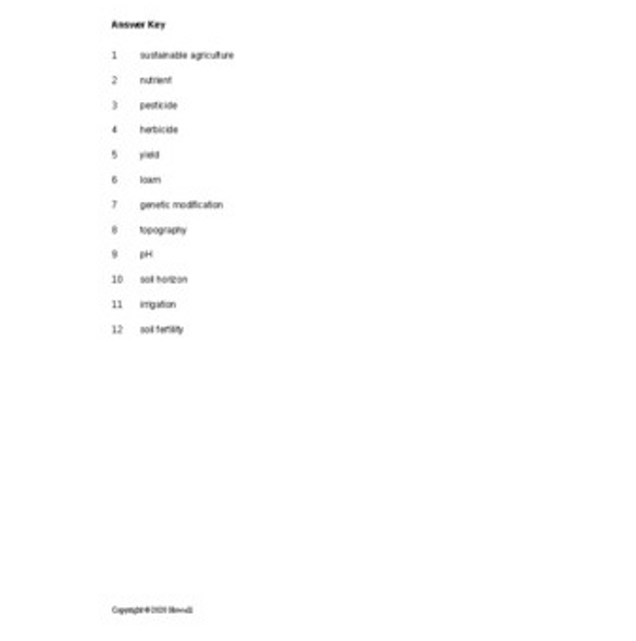 Precision Agriculture Word Scramble for a Plant Science Course