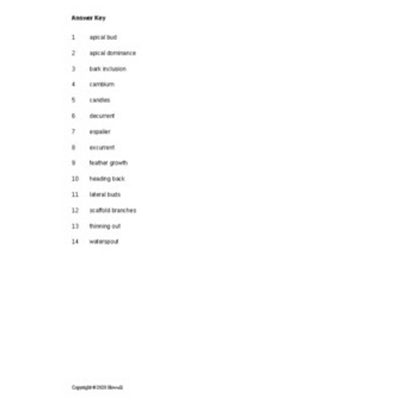 Pruning Word Scramble for a Plant Science Course