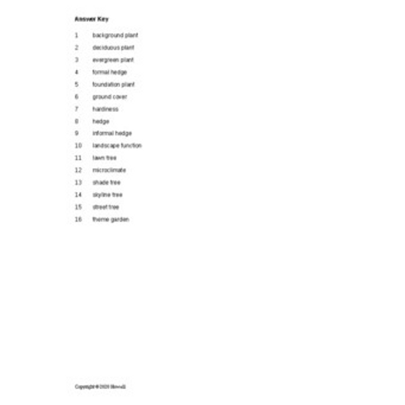 Plant Selection Word Scramble for a Plant Science Course