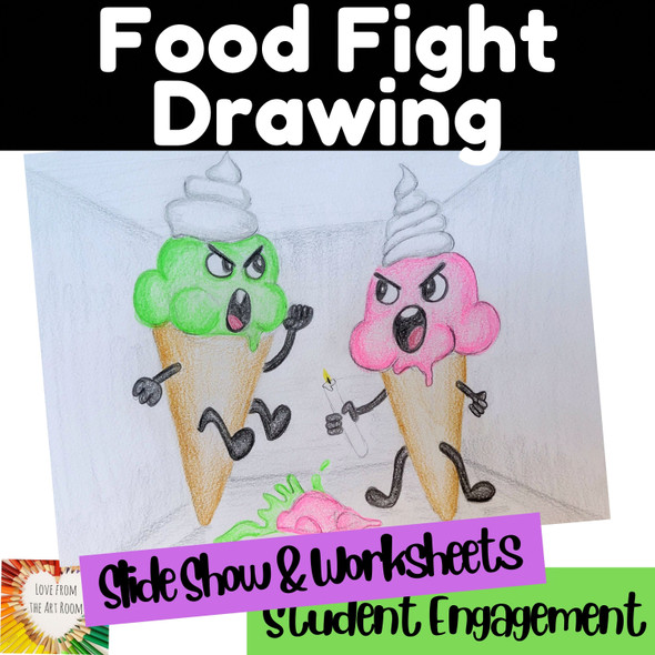 Food Fight Cartoon Drawing Project - Middle School Art & High School Art