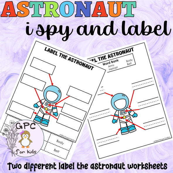 Astronaut Math I Spy Worksheets Count and Graph and Label the Astronaut