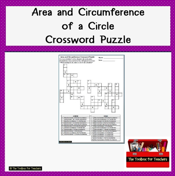 Area Circumference Circle Crossword Puzzle Task Project Review Geometry Algebra
