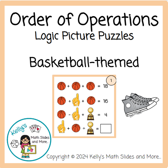 Order of Operations Logic Picture Puzzles - Basketball-Themed Activity