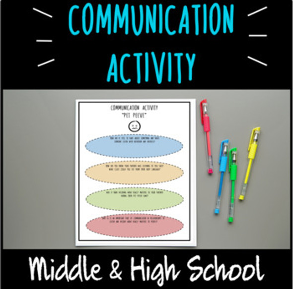 Communication- Social Skills- Relationship- "Pet Peeve" Activity- FREE