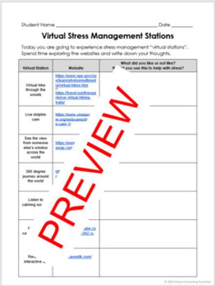 Virtual Stress Management Stations- Print and Go! *plus* Google Slides option!