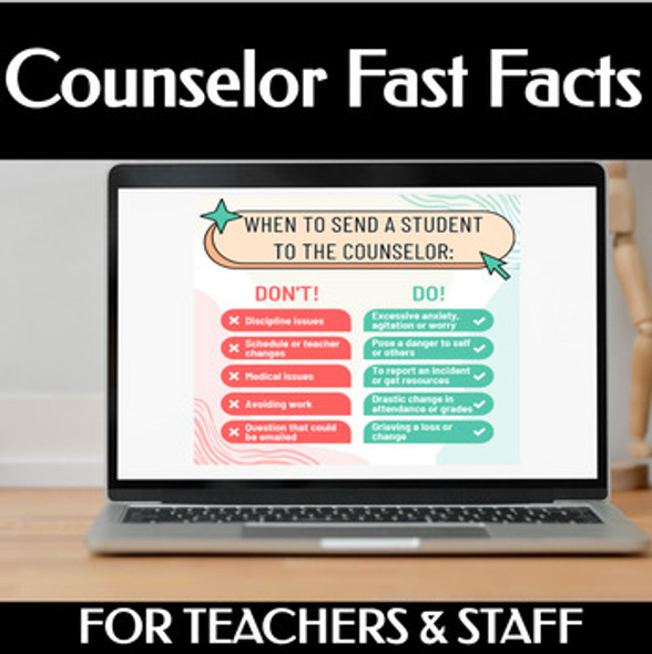 School Counselor Fast Facts for Staff and Faculty - Editable!