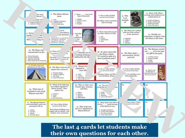 The Olmec and Maya Task Cards