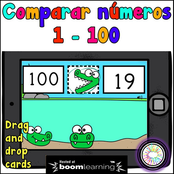 Comparar Numeros con cocodrilos 1 - 100 Boom Cards™ | Digital Task Cards