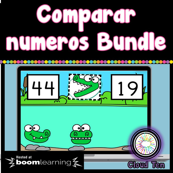 Comparar numeros con cococrilos Bundle | Boom Cards™