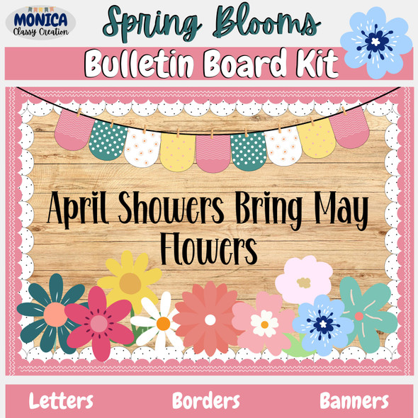 April Showers Bring May Flowers Bulletin Board Kit Spring Classroom Door Decor