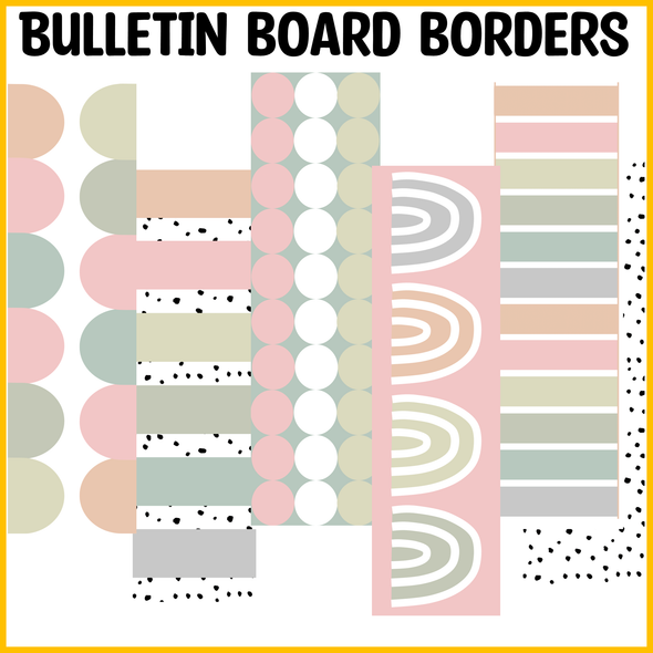 Printable Boho Neutral Spotty Bulletin Board Borders, Classroom Borders, Borders