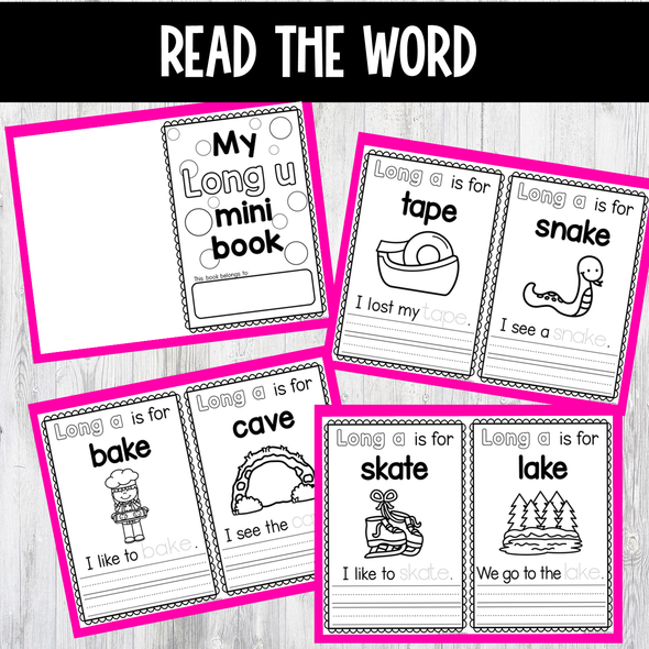 Long Vowels Mini Word Books A E I O U Phonics Worksheets Activities