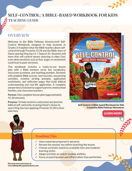 Self-Control: A Bible-based Workbook for Kids