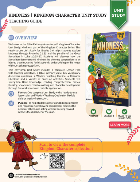 Kindness Bible Character Unit Study for Grades 3-6 | The Good Samaritan