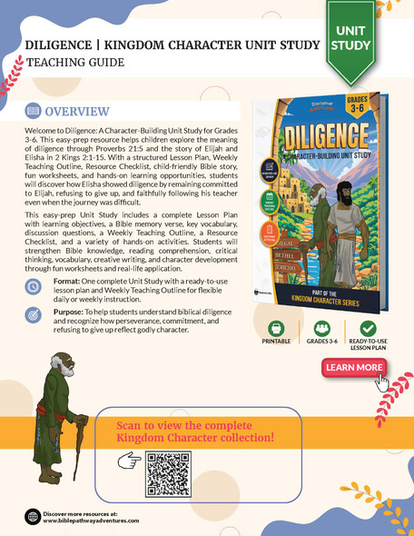 Diligence Bible Character Unit Study for Grades 3-6 | Elijah & Elisha
