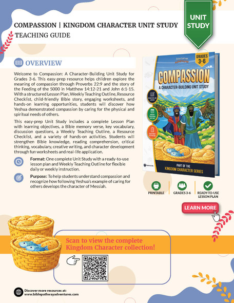 Compassion Bible Character Unit Study for Grades 3-6 | Feeding the 5,000