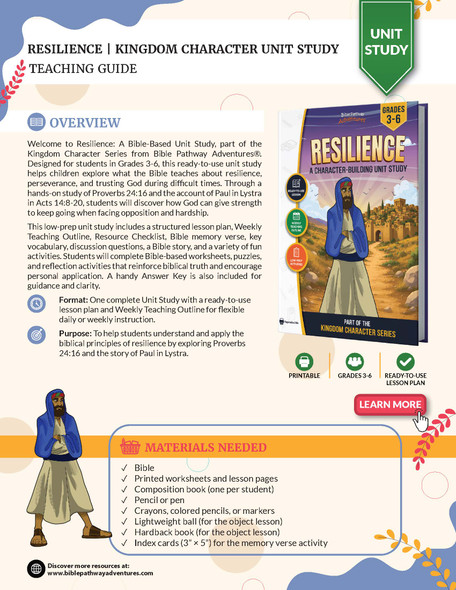 Unit Study | Resilience: A Complete Bible Lesson (Grades 3-6)