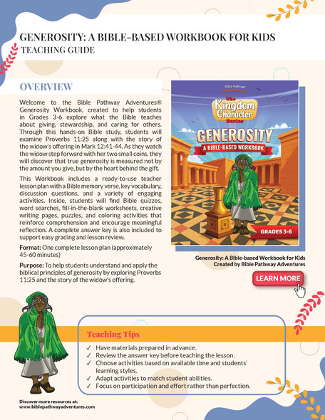 Generosity: A Bible-based Workbook for Kids