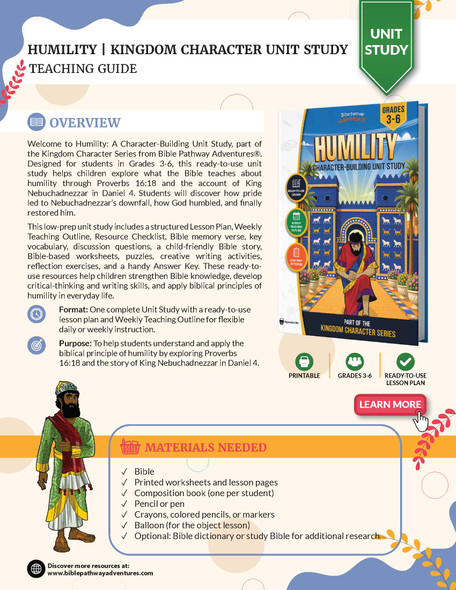 Humility Bible Character Unit Study for Grades 3-6 | King Nebuchadnezzar