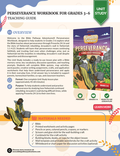 Unit Study | Perseverance: A Complete Bible Lesson (Grades 3-6)