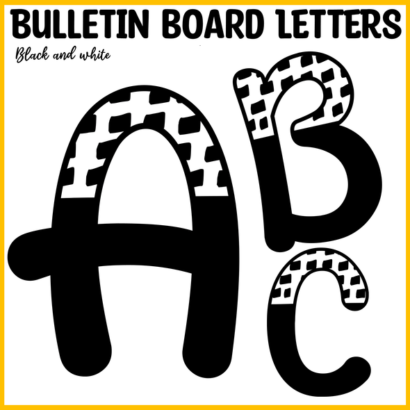 Printable Black and White Bulletin Board Letters, Large Alphabet Letters